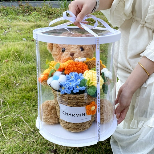 Трикотажная шерстяная кукла, мультяшная подарочная коробка, подсолнух, букет, подарок на день рождения