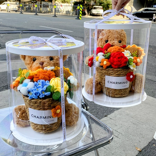 Трикотажная шерстяная кукла, мультяшная подарочная коробка, подсолнух, букет, подарок на день рождения