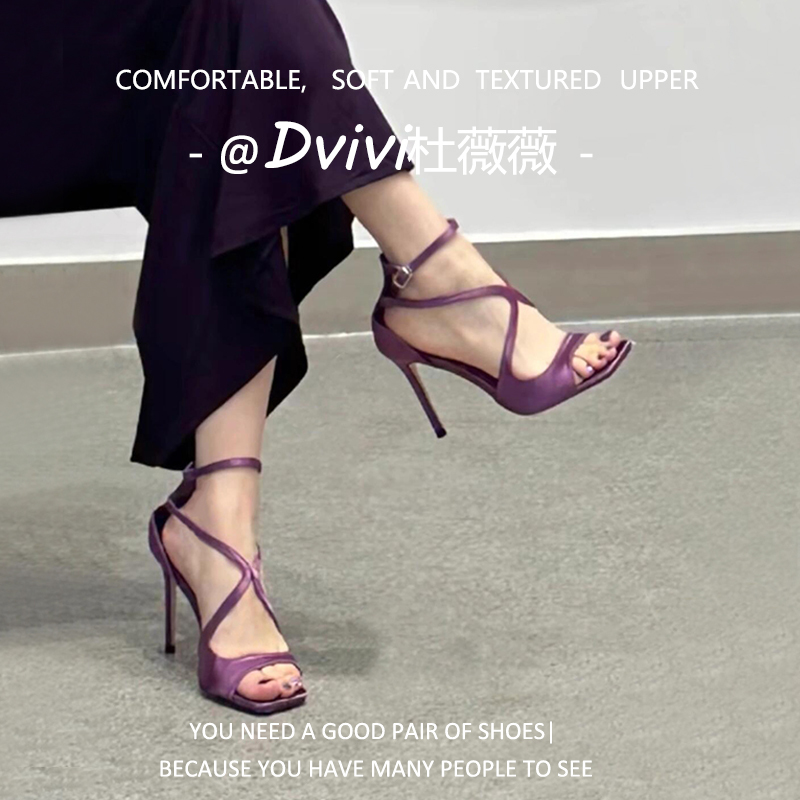 【Du Weiwei】Gentle and Elegant~ New Style Single-Strap High Heels, Stiletto Sexy High-Heeled Sandals for Women, Suitable for Summer Wear