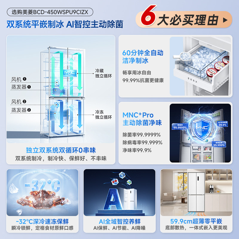 美菱BCD-450WSPU9CIZX冰箱图片