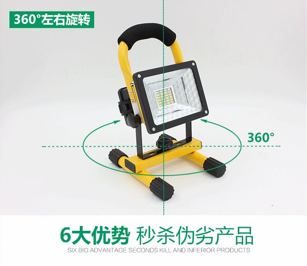 Led đèn pha sạc di động ngoài trời chiếu sáng Quảng trường di động trang web khẩn cấp không thấm nước tìm kiếm di động đèn pin wasing