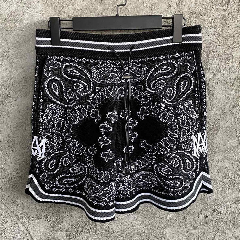 Tide brand AMIRI21 new summer sports silk cashmere knitted shorts casual loose couple casual shorts