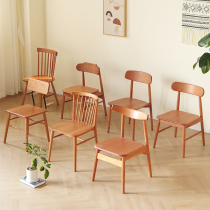 Wood i.e. Nordic solid wood dining chair cherry wood desk chair Home Small family type leaning back chair Japanese style log dining table and chairs