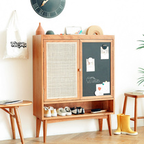 Nordic solid wood vines Woven Storage Shoes Cabinet Day Style Home small family Type Barrier Dining Side Cabinet Door Hall Cherry Wood Suchon Cabinet