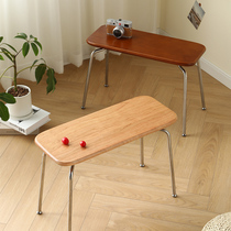 Nordic Solid Wood Changing Shoes Stool Cherry Wood Benches Iron Art Light Extravagant Dining Stool Door Hall Bench Hyun Guan Bench Japan-style little stool