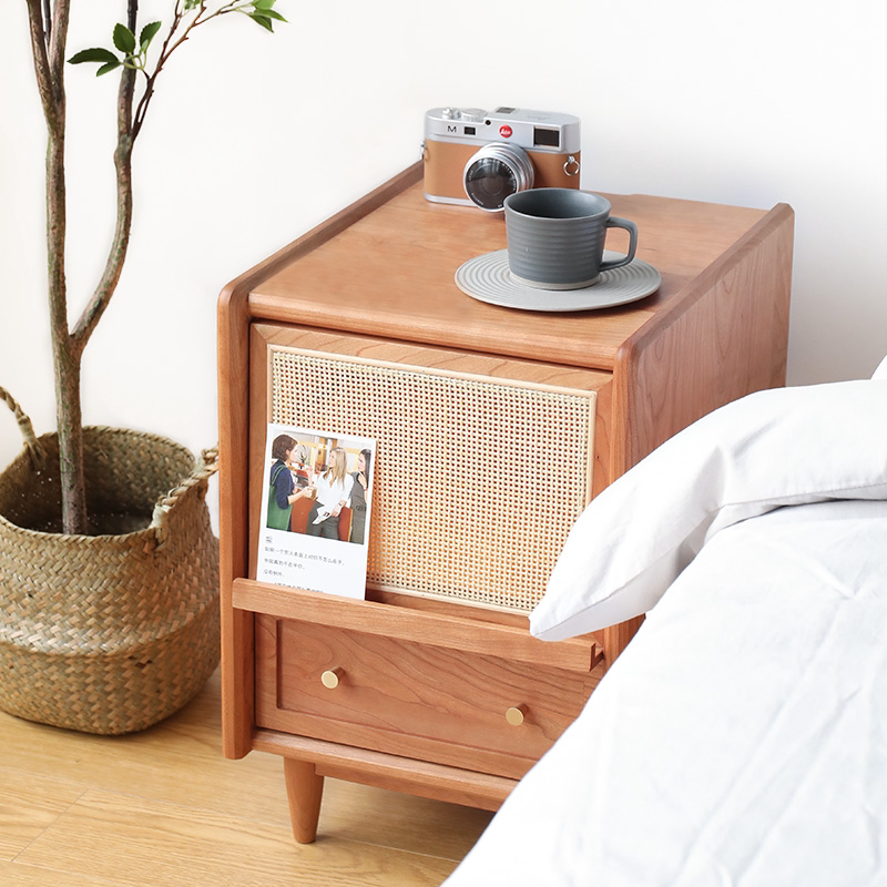 Wood i.e. Nordic rattan choreography solid wood bed head cabinet narrow sides a few days style small family type bedroom cherry wood mini bedside cabinet