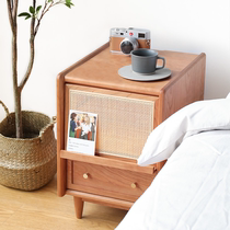 Wood i.e. Nordic rattan choreography solid wood bed head cabinet narrow sides a few days style small family type bedroom cherry wood mini bedside cabinet