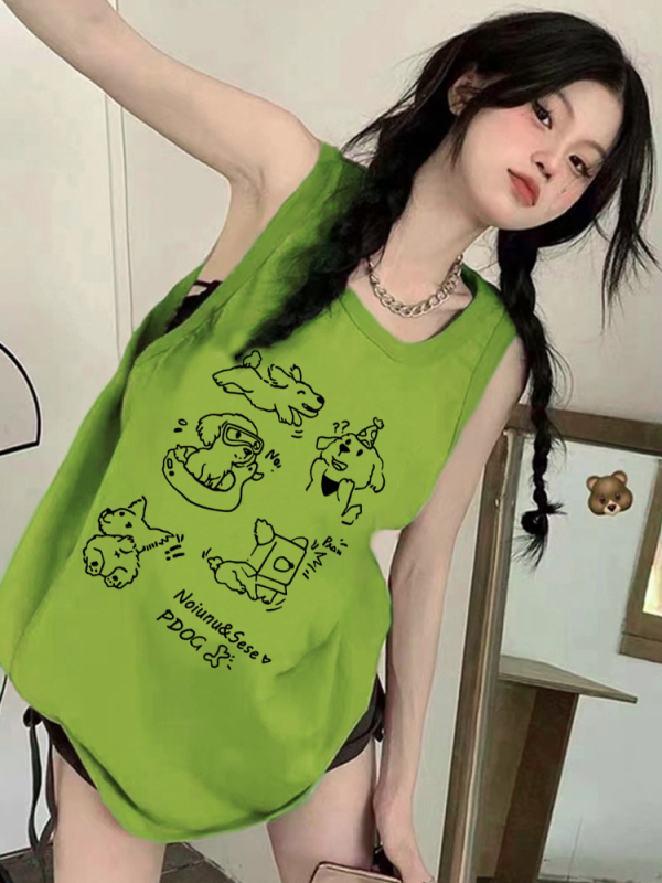 Avocado Green Sports Sleeveless Top for Women, Summer 2026 New Style, Sweet and Spicy Loose T-Shirt Camisole for Outerwear Avocado Green Sports Sleeveless Top for Women, Summer 2026 New Style, Sweet and Spicy Loose T-Shirt Camisole for Outerwear