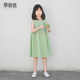 蔡爸爸童装 2025新款绿色裙子 夏装 格子裙 女童装 薄款连衣裙378