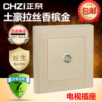 Type 86 concealed TV socket main Champagne Gold single port TV panel one single cable closed circuit with module