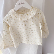 Cherry Printed Apricot base shirt Girl Base Shirt Ruffle Lace