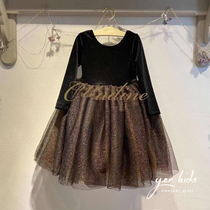 British style large skirt velvet dress skirt girls autumn and winter princess dress childrens Christmas and New Year skirt