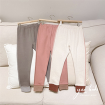 Girls three-color striped leggings children threaded slim pants thin velvet elastic pants 21 autumn and winter New