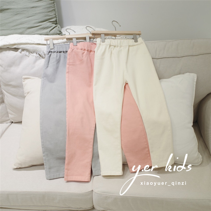 South Korea high elastic pants girls Joker elastic trousers children cotton high-bomb White pants spring and summer New