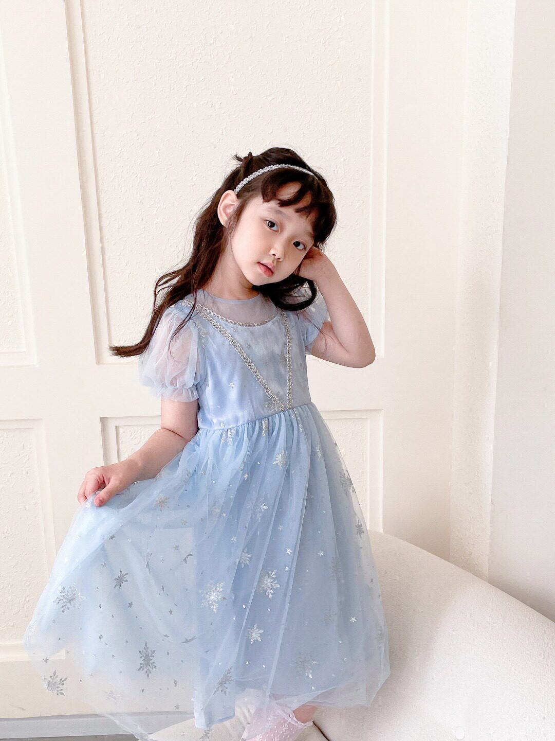 61 Love Sand Gown Dress 22 New Girl Ice Blue Princess Dress Children Ice And Snow Fluffy Skirt Summer