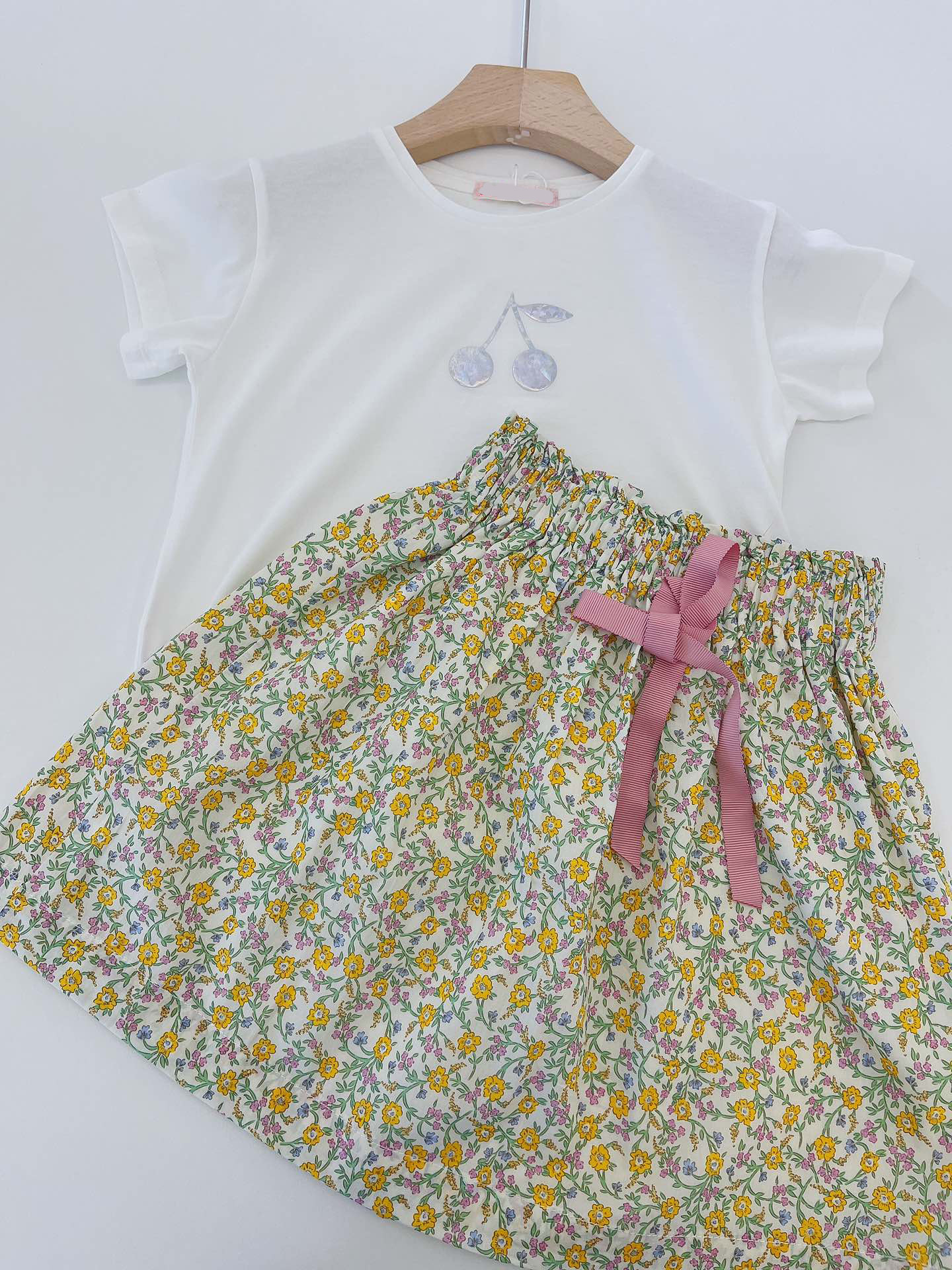 Girl Pink Butterfly Crush Half Dress for Children Summer Fold Half - body Dress 22 Spring and Summer New Dress