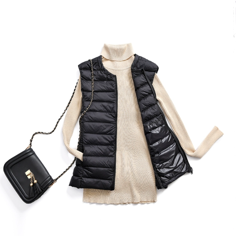 Nhẹ và mập cộng XL áo khoác xuống vest nữ vest vest vest béo mm mẹ không cổ áo xuống vest nữ các kiểu áo sơ mi họa nữ đẹp