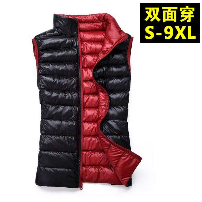Double-sided wearing feather vest in old young feather feather dress super light and ultra-thin two sides wearing mother