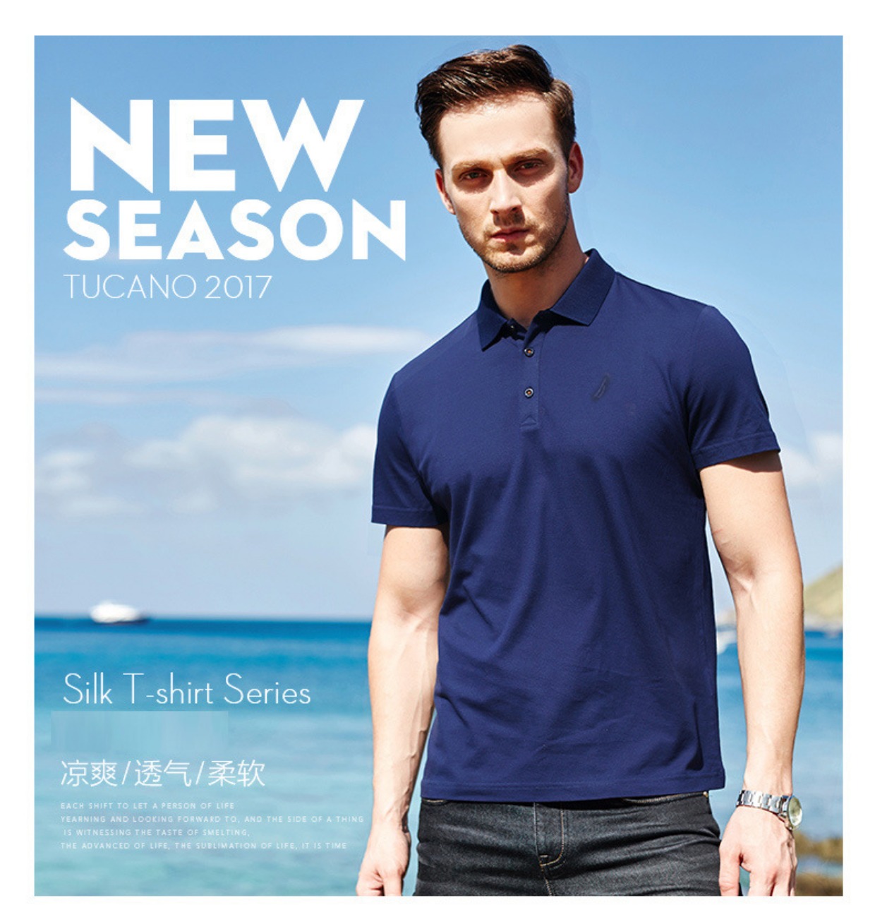NAUTICA Thanh niên cotton Bắc Âu giản dị nam ngắn tay ve áo trung niên kinh doanh áo polo màu rắn Paul t shirt polo