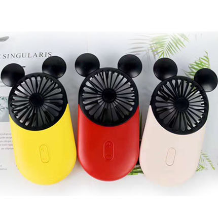 Desktop Cartoon Mickey Fan USB Ultra-thin Mini Rechargeable Portable Handheld Fan Office with Ring Buckle