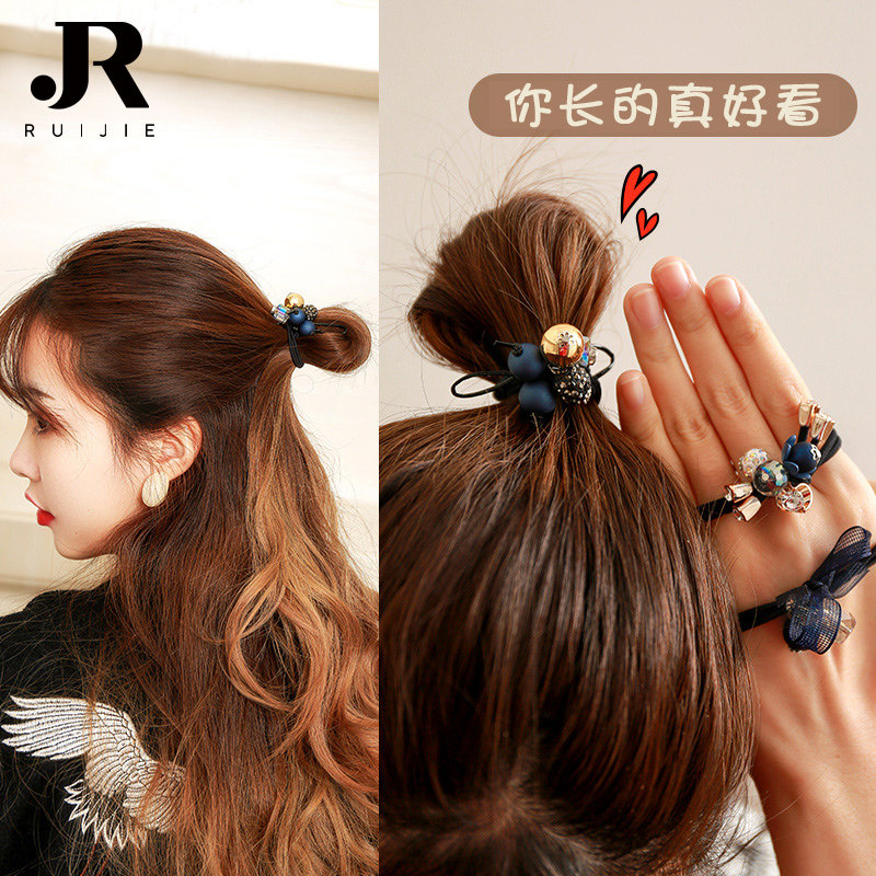 Rubber band women Zhair hair 2021 new hair ropes net red horse tail leather cover summer hair ring head rope summer headwear-Taobao