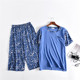 New mùa hè váy lụa mens mát bông ngắn tay áo bẫy mặc nhà vòng cổ áo kẻ sọc khâu bộ pajama giản dị.