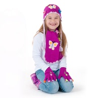 Clearance kidorable Butterfly Series Warm Three Piece Children Scarf Gloves Hats Spot