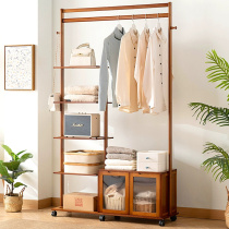 Clothes rack floor-standing bedroom coat rack removable wheeled home living room Internet celebrity light luxury clothes drying rack simple clothes hanger