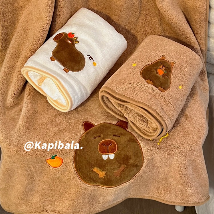 New Cute Capybara Towel Bath Towel Capybara Coral Fleece Absorbent Soft Zen-Style Ugly-Cute Face Towel