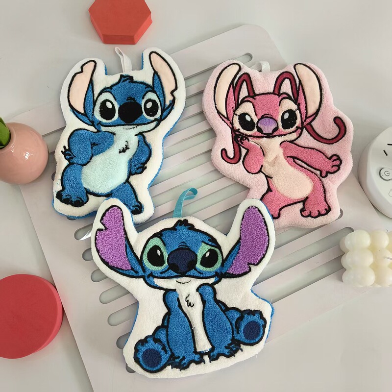 Cartoon Stitch-Shaped Hand Towel, Coral Fleece, Lint-Free, Absorbent, Soft, Double-Layered, Thickened, for Home Use, for Children