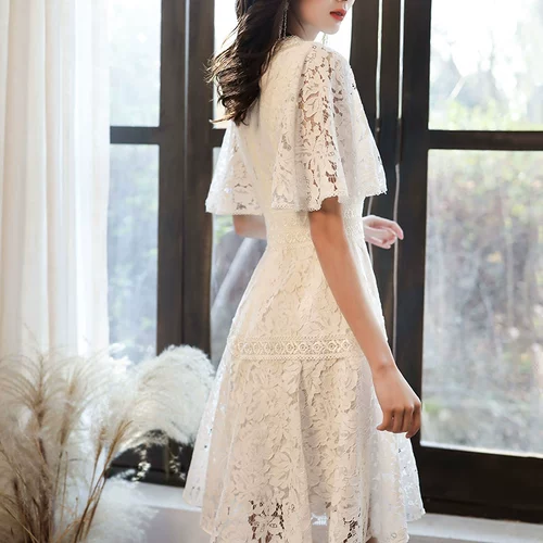 Белое кружевное вечернее платье, юбка для школьников, по фигуре