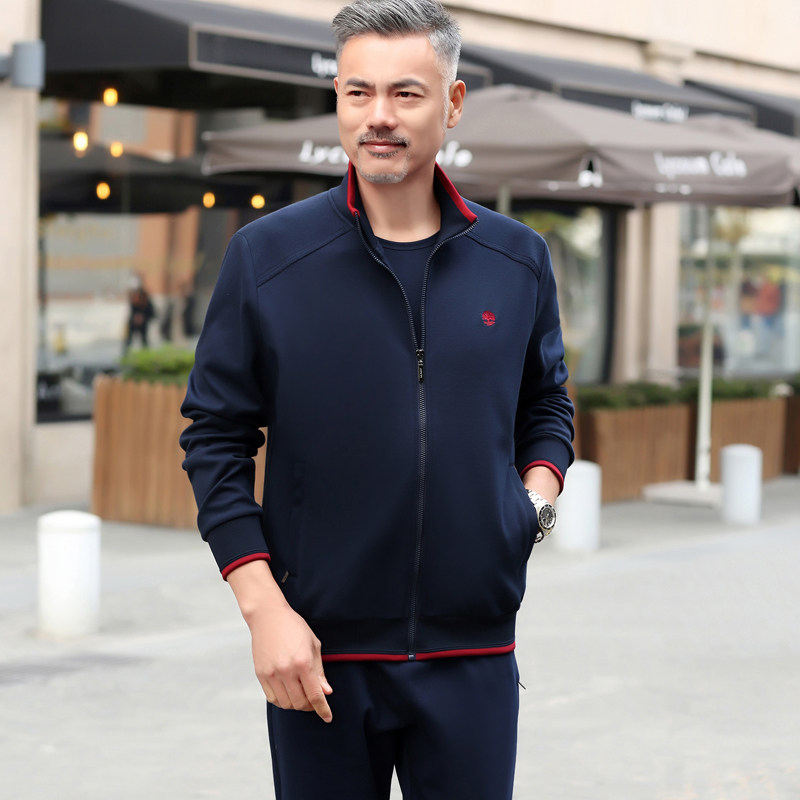 In the spring and autumn of 2023 new middle - aged sports suit men leads to a thick coat of three - piece casual clothing