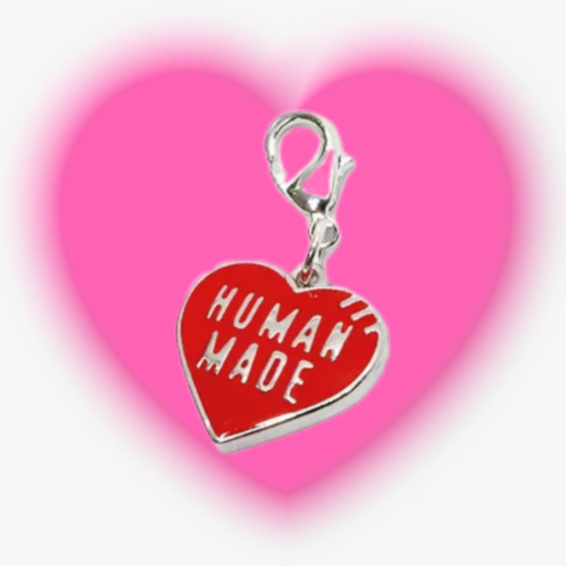 In Stock Human Made Heart Keychain Mental Keychain Necklace Pendant Metal Accessory