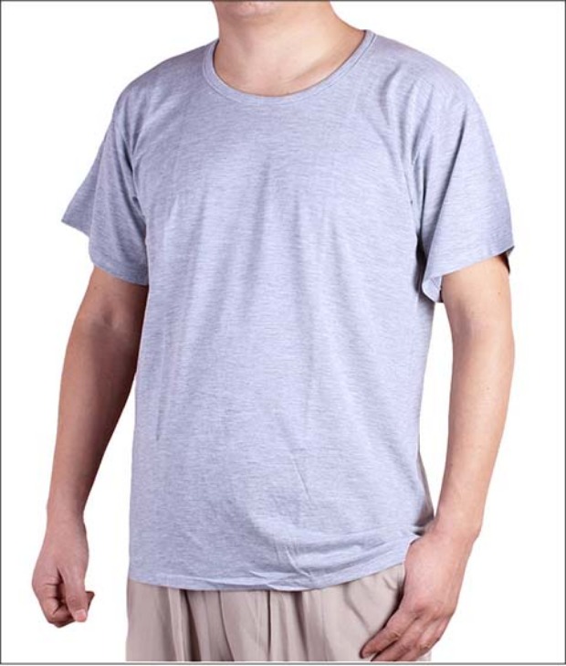 Áo sơ mi nam cổ áo cotton ngắn tay Trung niên cổ tròn cotton nam nửa áo thun rộng tay áo bố áo thun nam gucci