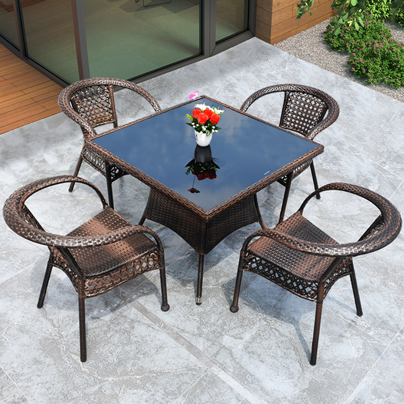 Outdoor table and chair courtyard verandeschair chair chair chair chair chair Yard Iron art leisure vine table open waterproof garden