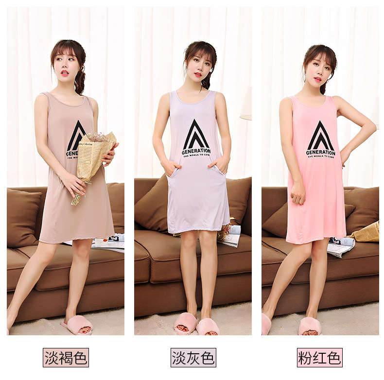 Với ngực pad nightdress nữ mùa hè cotton phương thức dịch vụ nhà không tay dây đeo áo ngực vest sinh viên đồ ngủ Hàn Quốc phiên bản