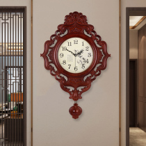 New Chinese wall clock household living room modern simple fashion clock Chinese style creative solid wood traditional retro watch