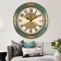 Ceramic light luxury wall clock Living room decoration silent watch European household clock American atmosphere wall simple hanging watch