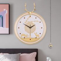 Nordic deer head wall clock Living room household modern light luxury simple watch mute fashion personality creative wall clock