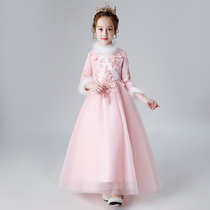 Childrens dress winter girl flower girl wedding dress fluffy birthday princess dress big boy New Years Day host piano performance costume