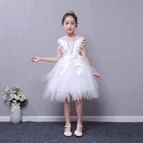 Childrens Dresses New Girls White Puffy Swan Princess Dress Girls Catwalk Piano Host Costumes