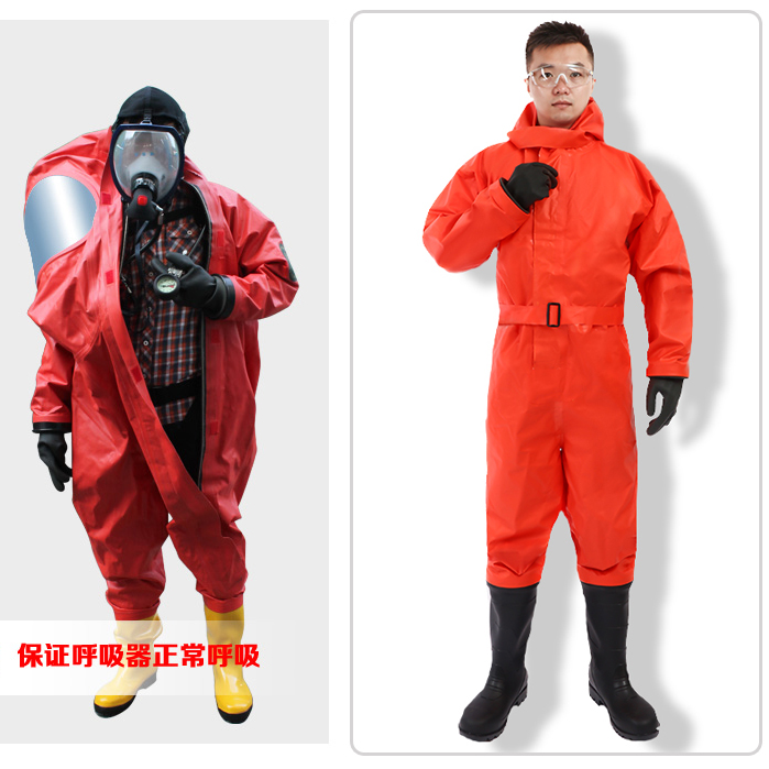 Fully closed heavy anti - chemical suit with acid - resistant liquid ammonia light fire protective clothing