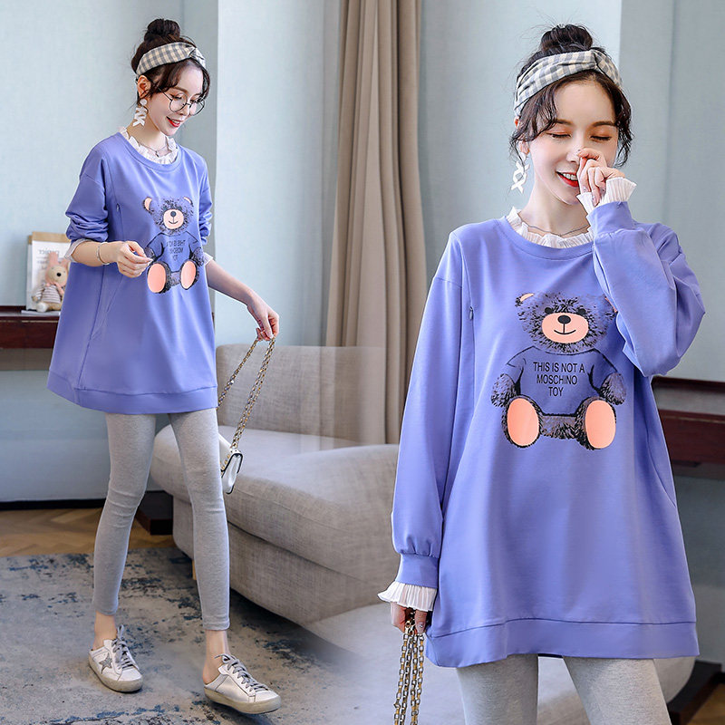 2022 New Pregnant Woman Spring Clothing Suit Stylish pregnant woman T-shirt spring gestational woman dress Spring and fall blouse long sleeve