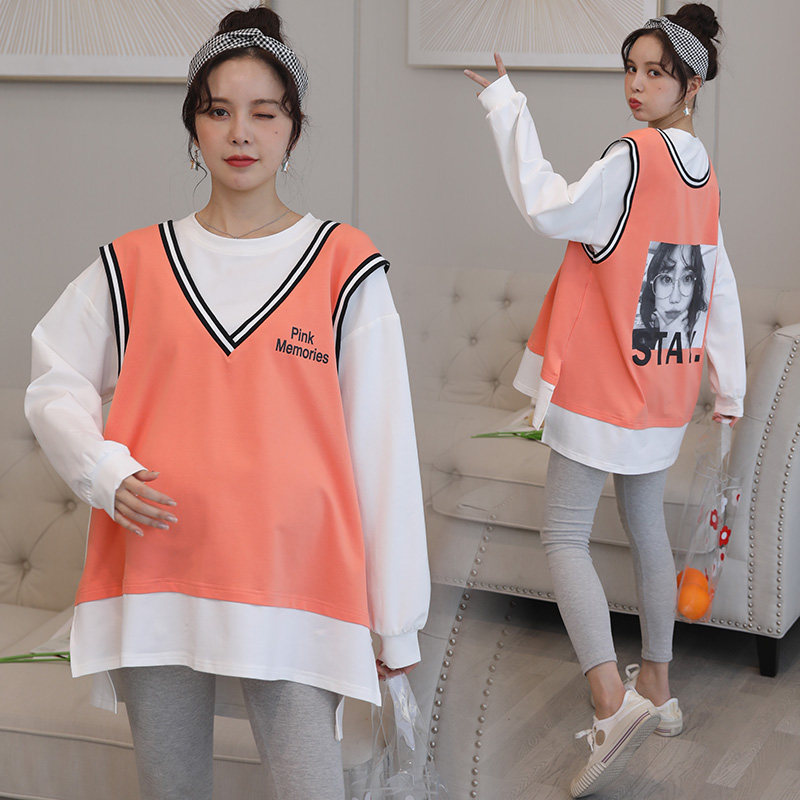 Pregnant Woman Spring Dress Suit Fashion style jacket Long sleeve T-shirt 2022 new gestational woman dress spring and autumn clothing spring t-shirt