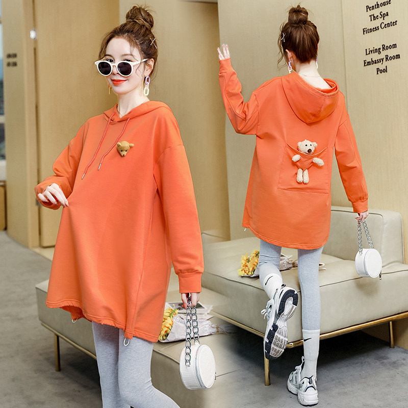 Maternity Autumn Suits Fashion Tops Pure Cotton Net Red Maternity Clothes Spring and Autumn T-shirts Long Sleeves Thick Cotton T Autumn Clothes