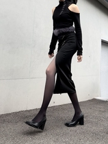 Black & White Gradient Color Silk Socks Black Silk Underpants Women Summer Ultra Slim Pure Color Light Legs Sexy Little Crowdday Theorizer