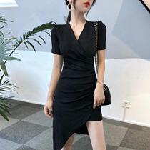 Sexy One-piece Dress Woman Summer New Temperament Nightclub Womens Clothing Scoreless Machine V Collar Slim Fit Short Skirt Woman