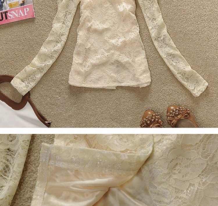 Mùa thu đông mới của phụ nữ Hàn Quốc dài tay áo đứng cổ áo set hạt sen lá voan khâu ren áo sơ mi cardigan áo khoác áo sơ mi màu