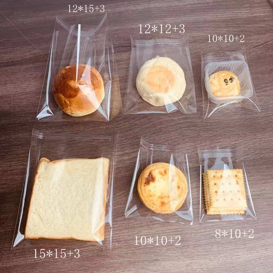 Bread bag transparent self-sealing self-adhesive caterpillar one-time long strip baked food toast small biscuit packaging bag