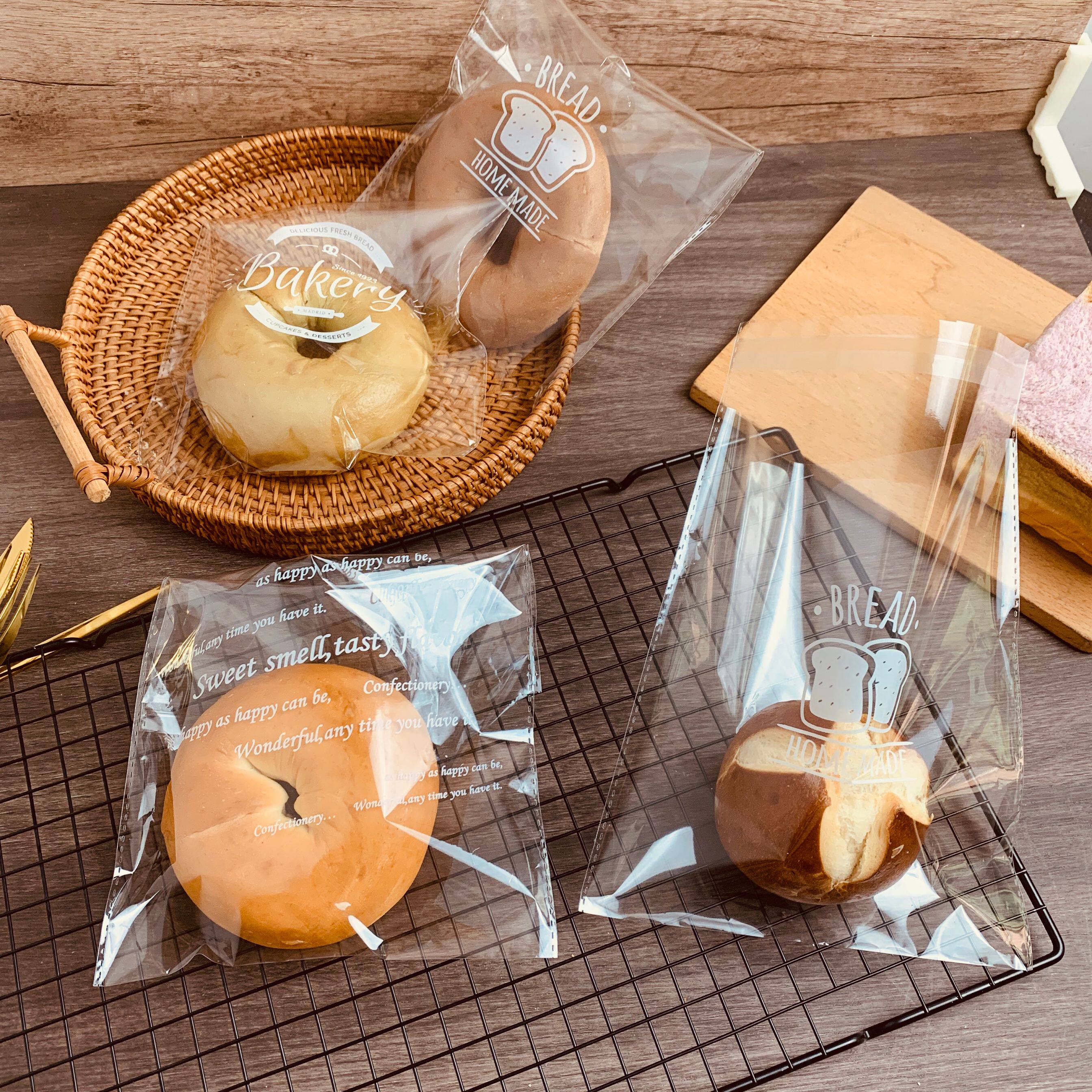 Self-sealing transparent English long bun packaging bag baked sliced ​​toast self-adhesive European bag now baked and torn